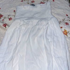 long white, strapless summer dress .